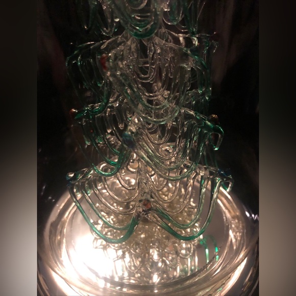 Beautiful Vintage Spun Glass Spinning Christmas Tree Under Dome Wind Up Musical - Picture 6 of 11